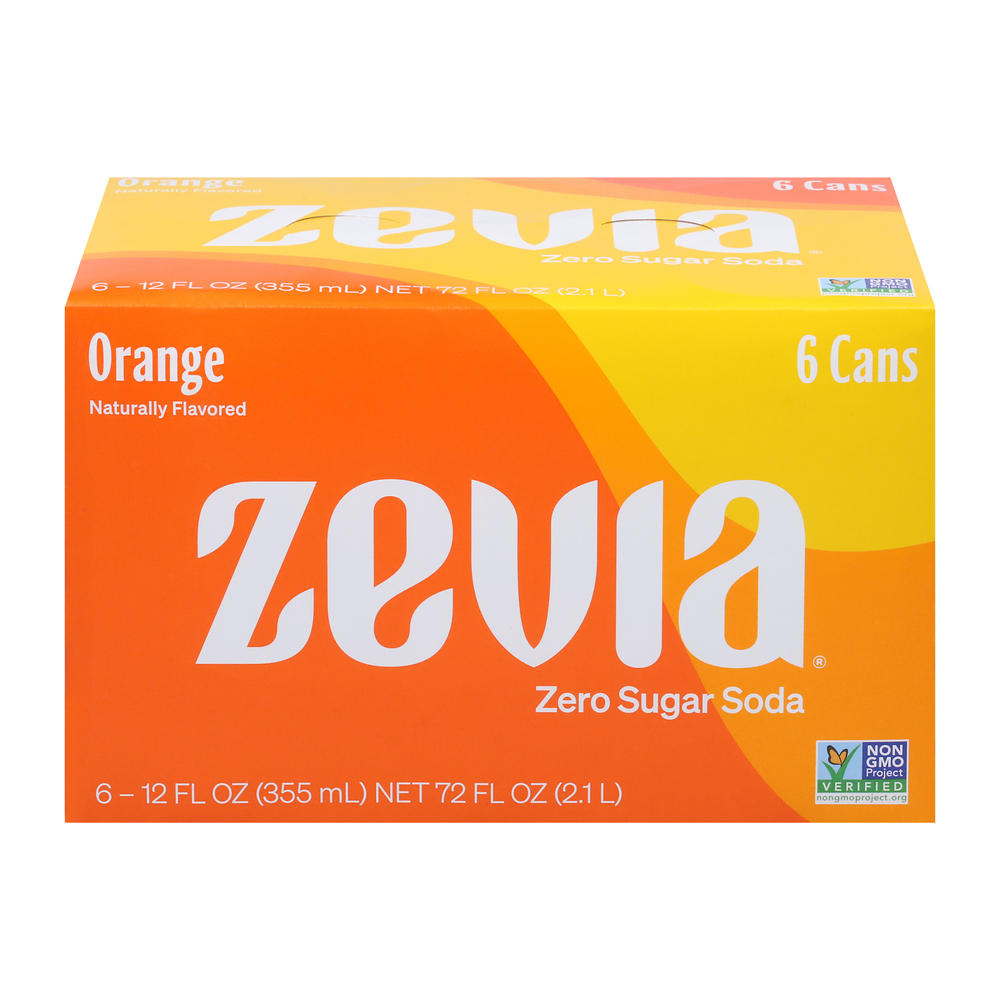 Zevia Zevia Zero Sugar Orange Soda 6 pk Cans, 12 oz