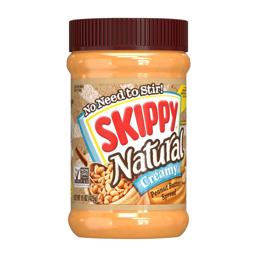 Skippy Natural Creamy Peanut Butter Spread, 15 oz