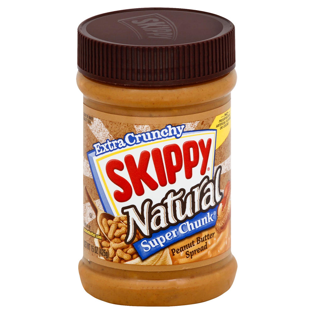 Skippy Natural Super Chunk Extra Chunky Peanut Butter Spread, 15 oz