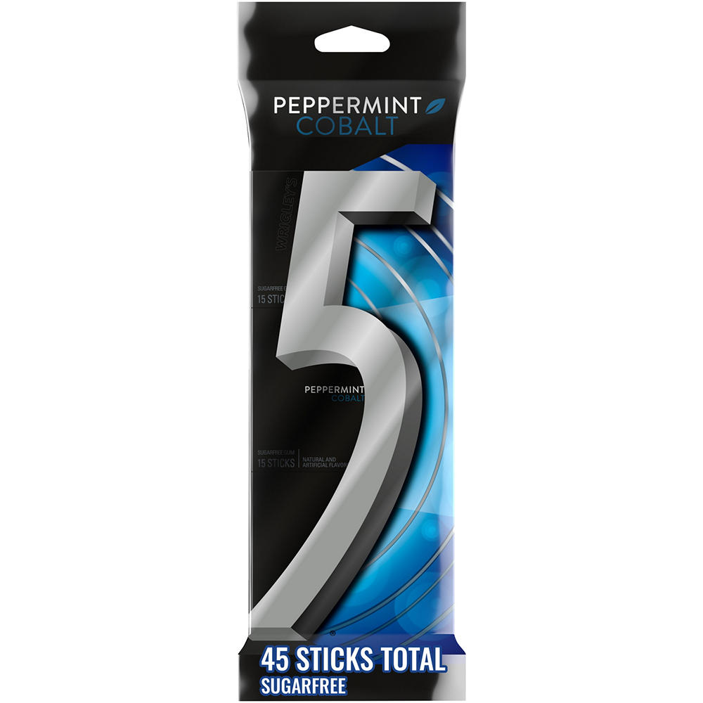 5 Peppermint Cobalt Sugar Free Chewing Gum Bulk, 3 pk