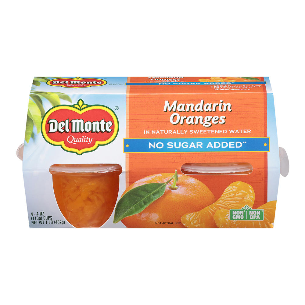 Del Monte No Sugar Added Mandarin Oranges in Water, 4 ct