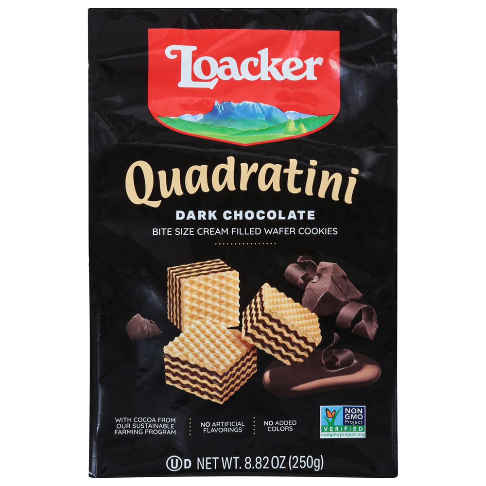 Loacker Quadratini Bite Size Dark Chocolate Wafer Cookies, 8.82 oz