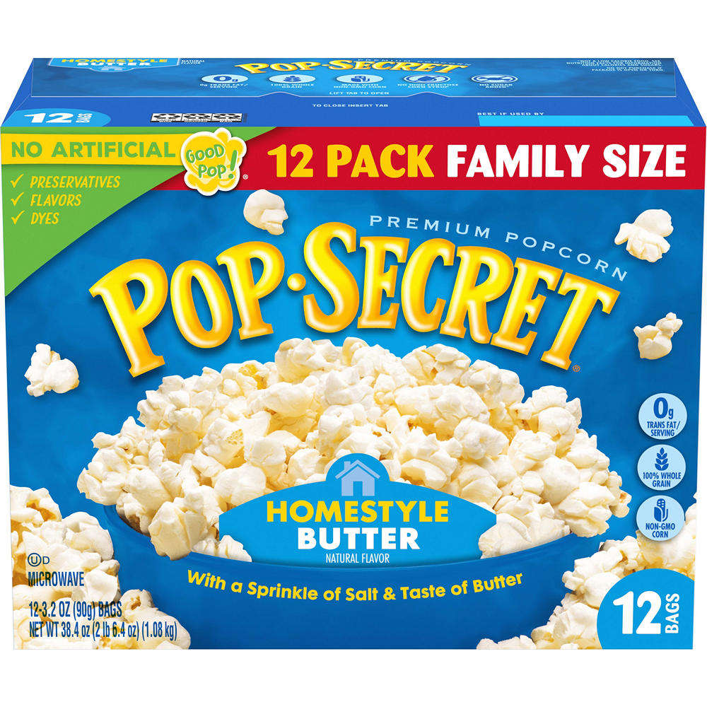Pop Secret Homestyle Butter Microwave Popcorn 12 pk Bags, 3.2 oz