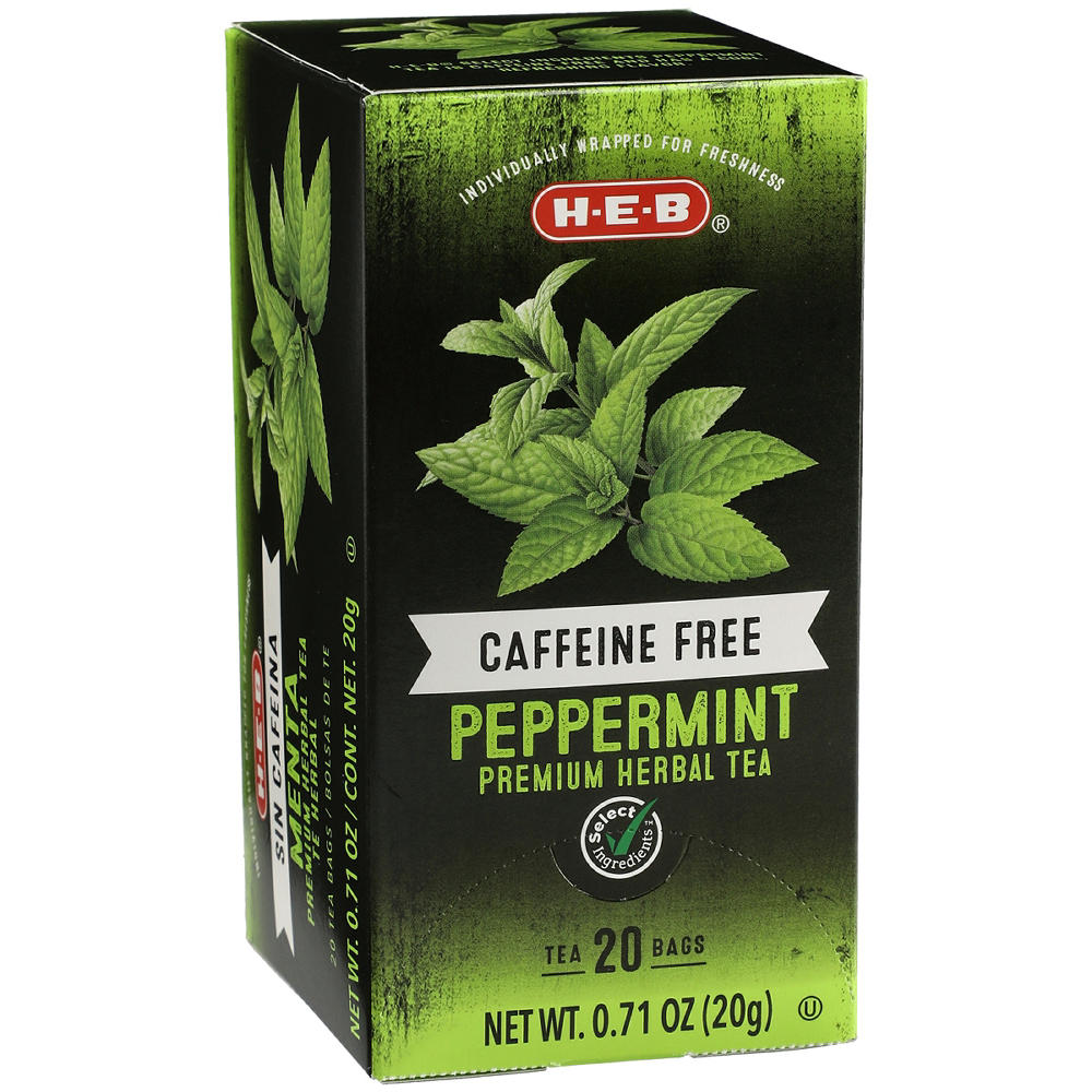 H-E-B Caffeine-Free Peppermint Herbal Tea Bags, 20 ct