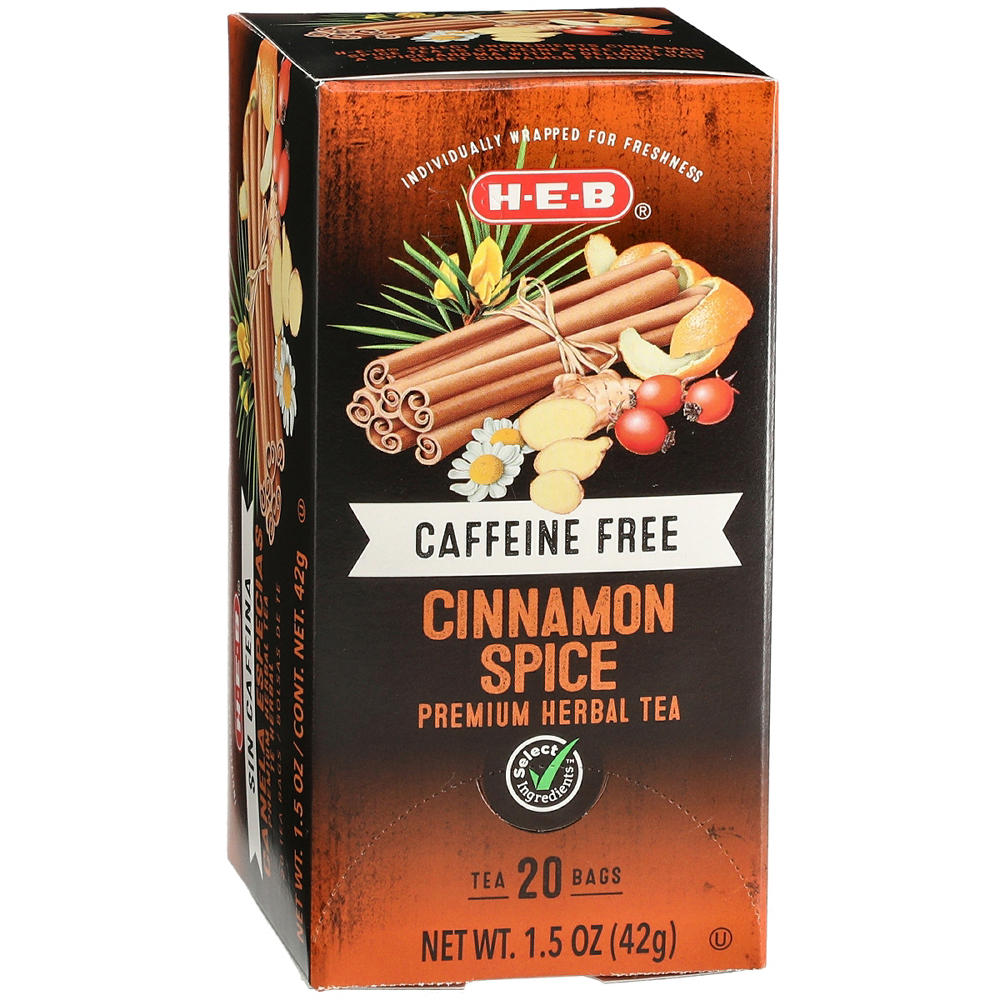 H-E-B Caffeine-Free Cinnamon Spice Herbal Tea Bags, 20 ct