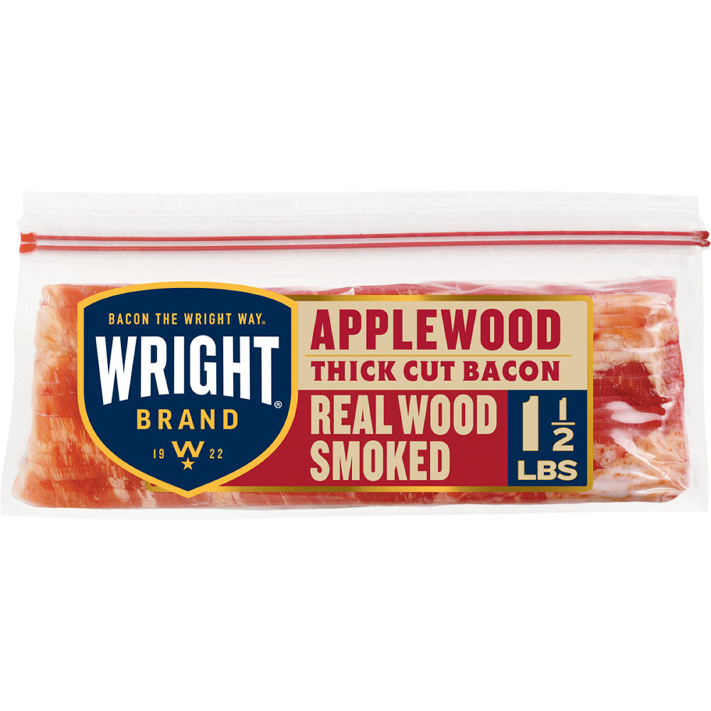 Wright Brand Applewood Real Wood Smoked Thick Cut Bacon, 24 oz