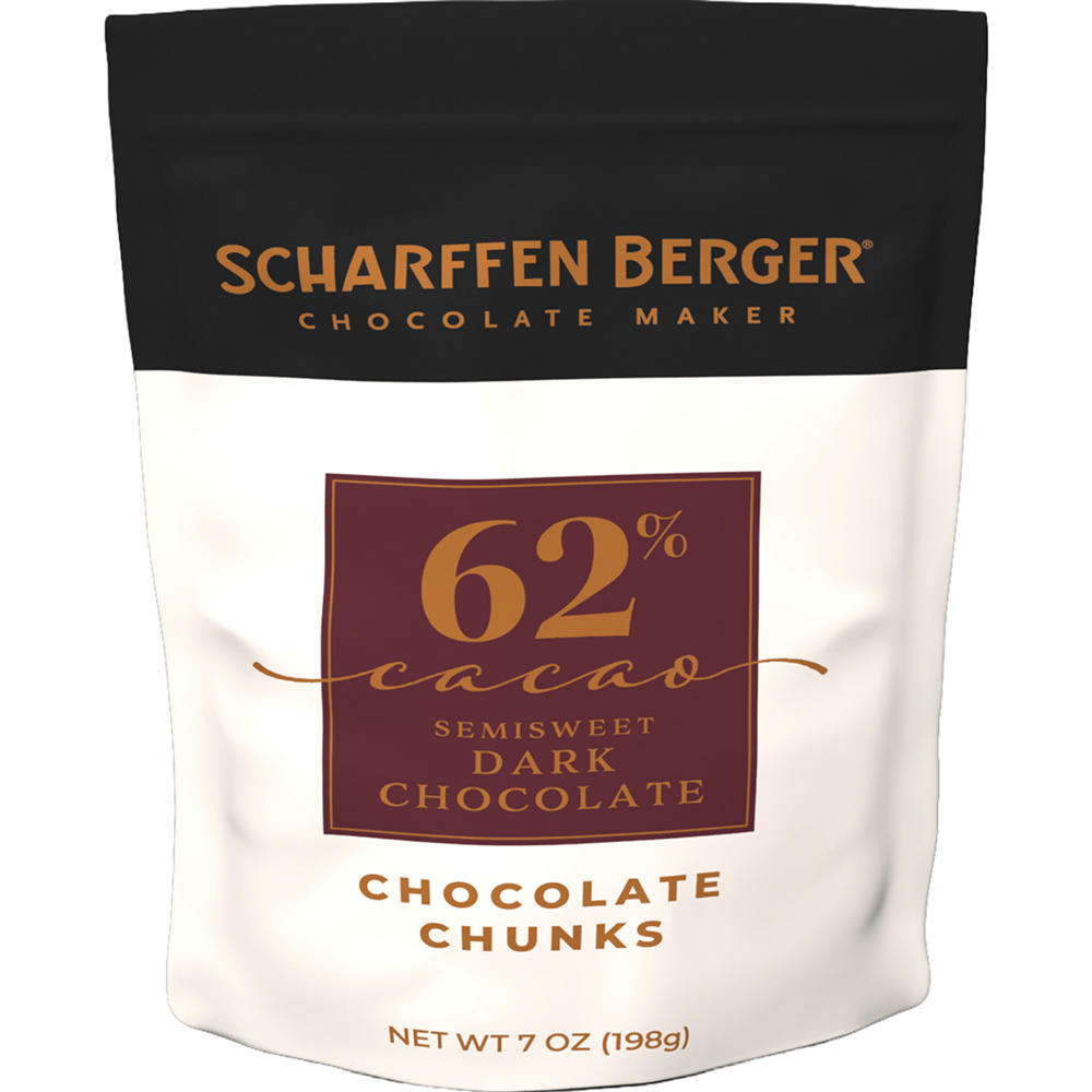 SCHARFFEN BERGER 62% Cacao Semisweet Dark Chocolate Baking Chunks, 7 oz