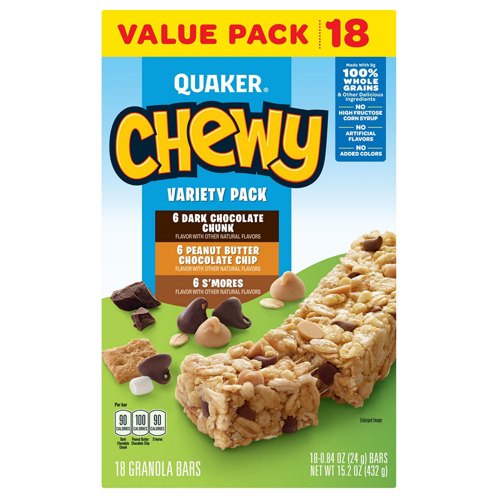 Quaker Chewy Granola Bars Variety Pack, 18 ct