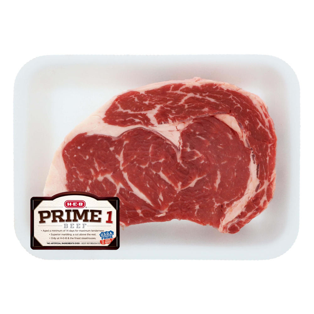 H-E-B Prime 1 Beef Boneless Ribeye Steak, Thick Cut, Avg. 1.0 lb