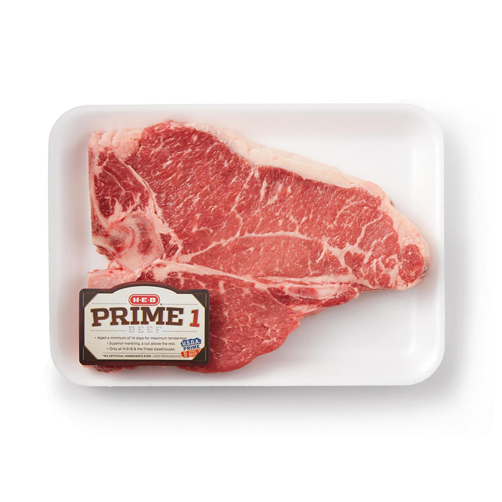 H-E-B Prime 1 Beef Bone-in T-Bone Steak, Avg. 1.0 lb