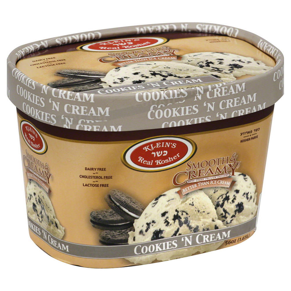 Klein's Kosher Cookies N' Cream Non Dairy Frozen Dessert, 56 oz