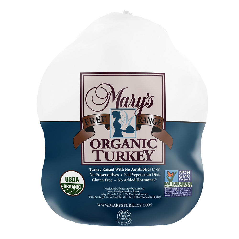 Mary's Free Range Organic Whole Turkey, 10 - 16 lbs, Avg. 11.5 lbs