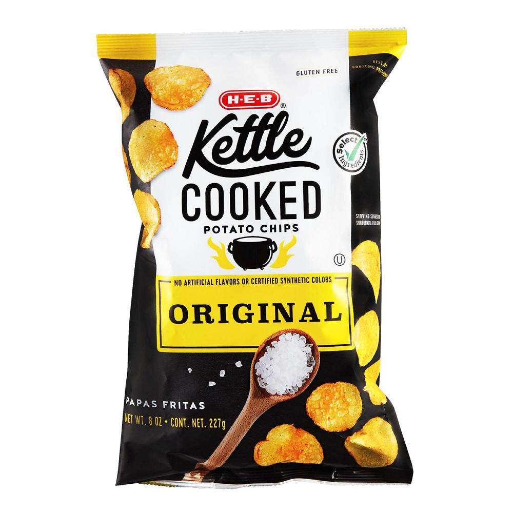 H-E-B Kettle Cooked Potato Chips - Original, 8 oz