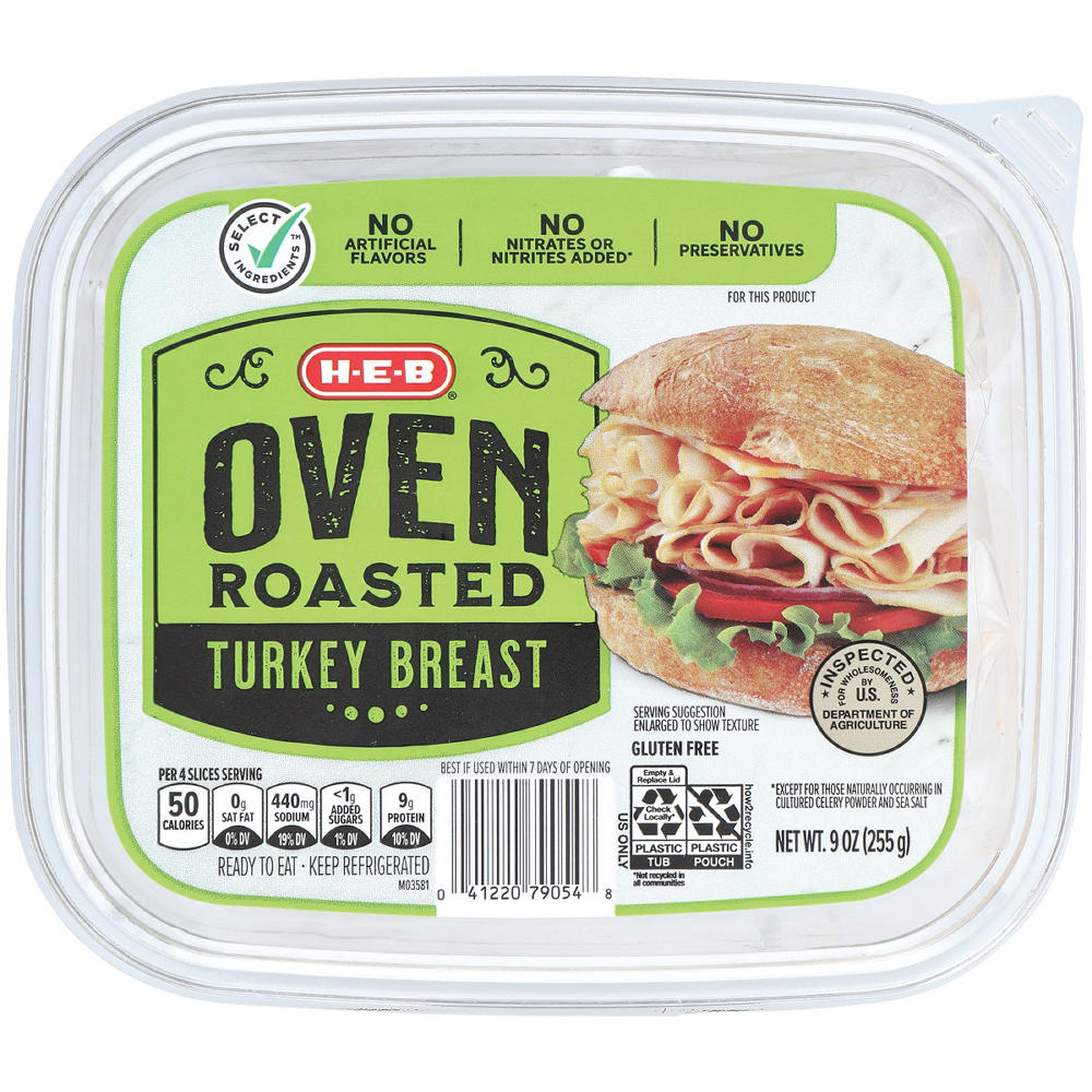 H-E-B Oven-Roasted Turkey Breast Lunch Meat, 9 oz