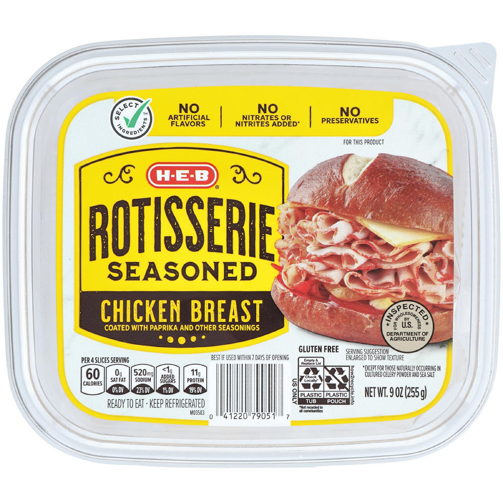 H-E-B Rotisserie-Seasoned Chicken Breast Lunch Meat, 9 oz