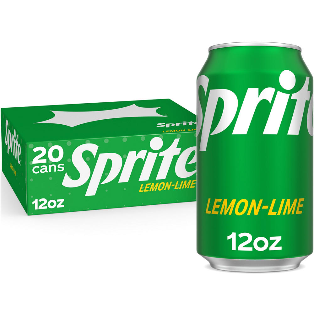 Sprite Lemon Lime Caffeine Free Soda Soft Drink 20 pk Cans, 12 oz