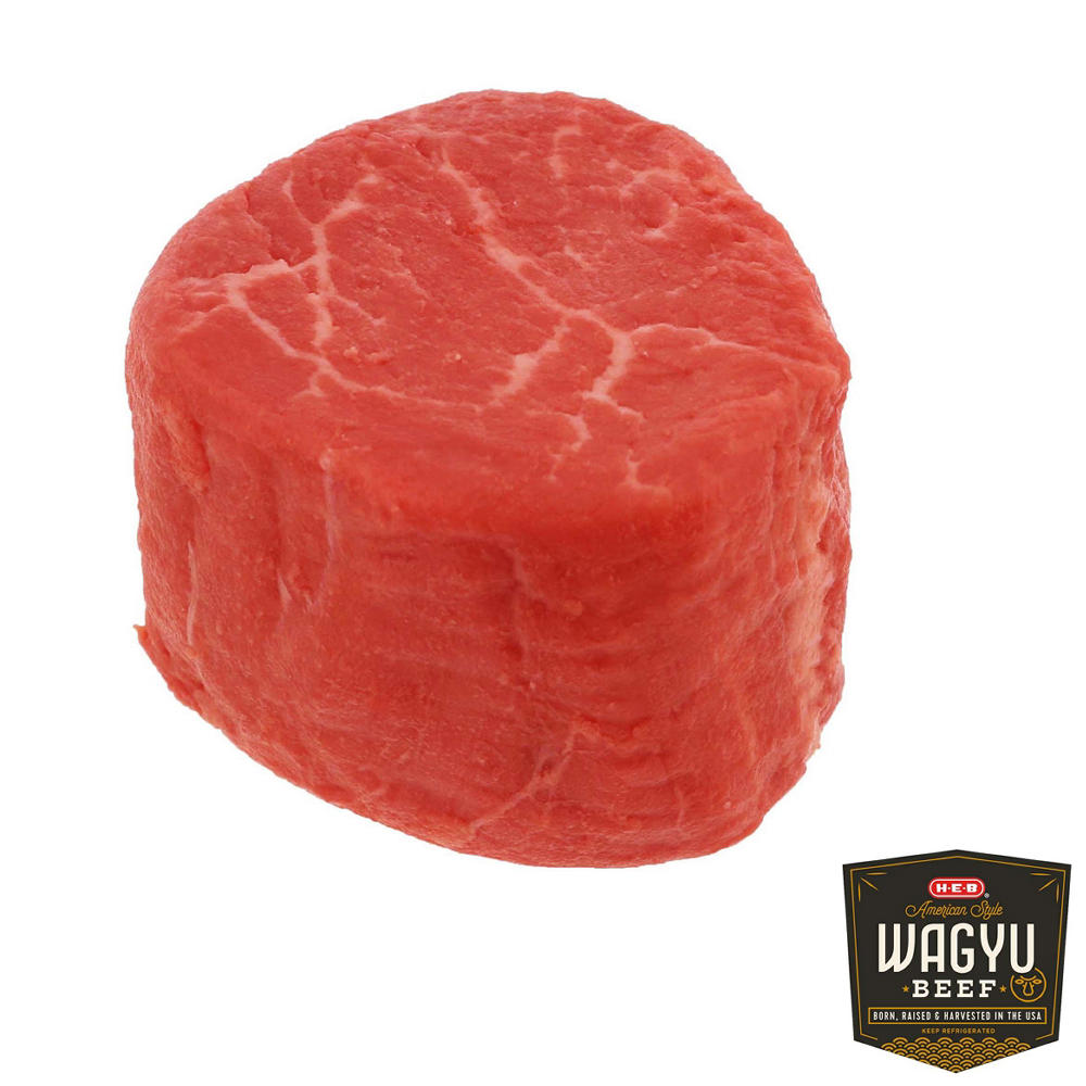 H-E-B American Style Wagyu Beef Boneless Center Cut Tenderloin Steak, Thick Cut, Avg. 1.0 lb
