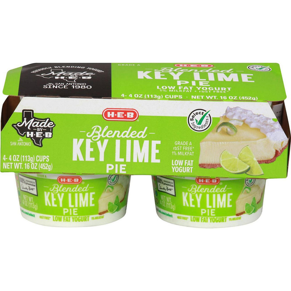 H-E-B Blended Key Lime Pie Low-Fat Yogurt, 4 ct