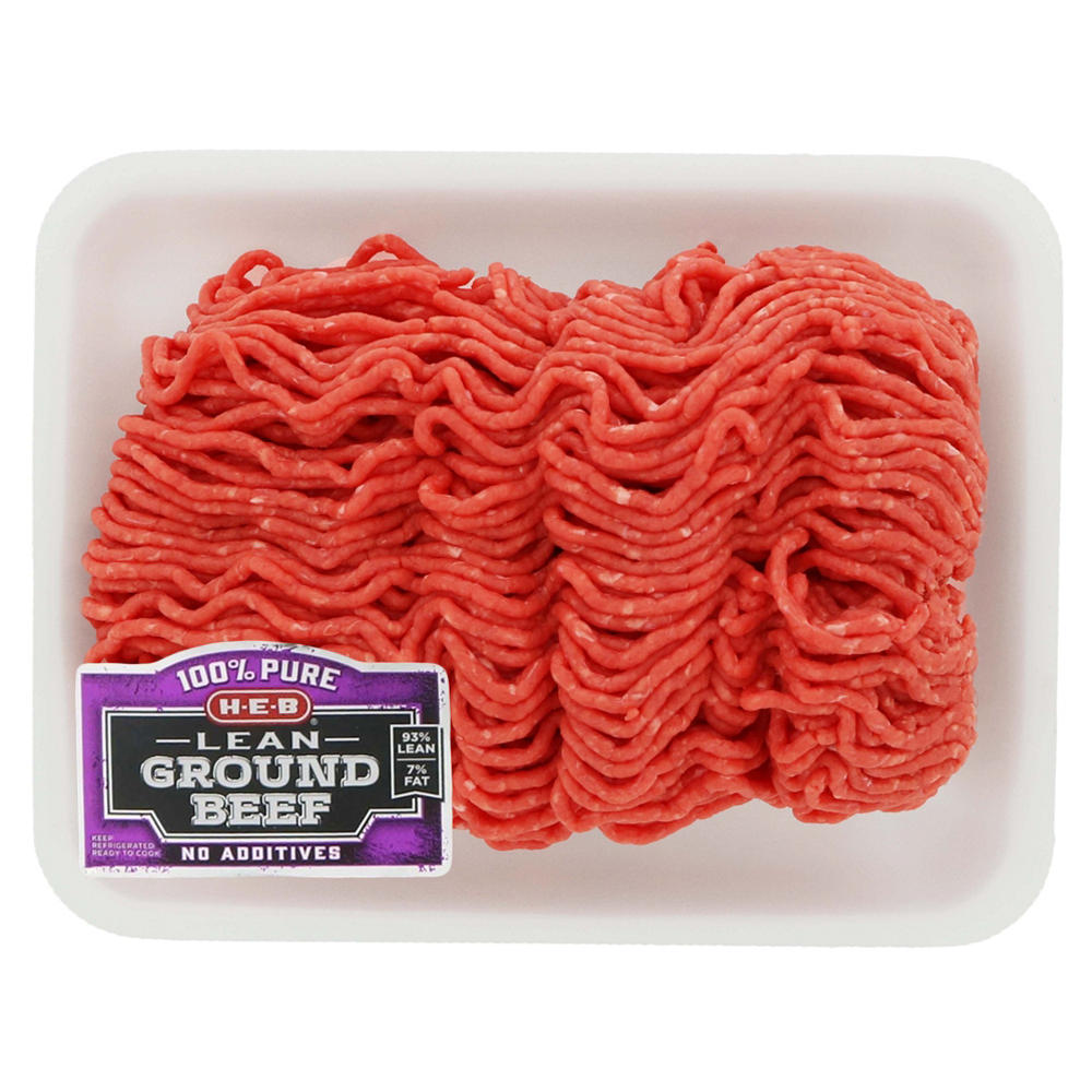 H-E-B 100% Pure Lean Ground Beef, 93% Lean - Value Pack, Avg. 1.9 lbs