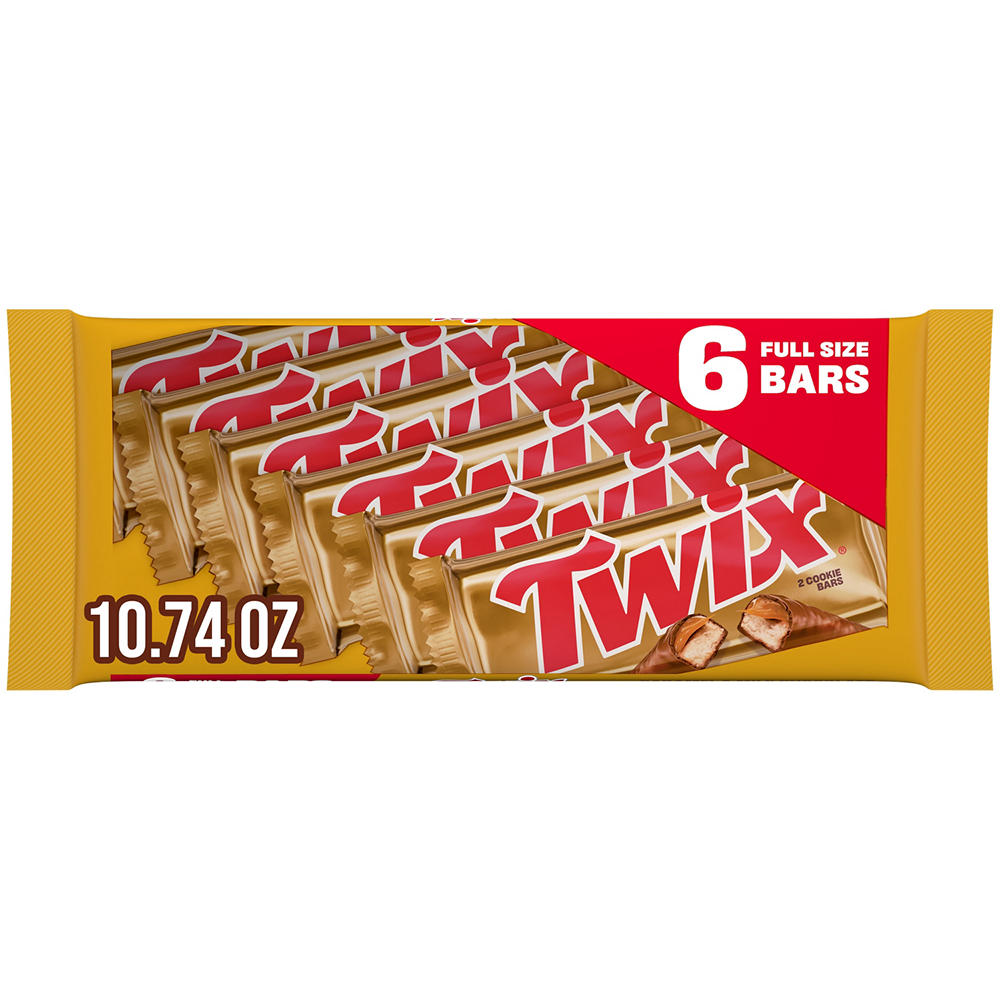 Twix Caramel Milk Chocolate Cookie Candy Bars, 6 pk, 10.74 oz