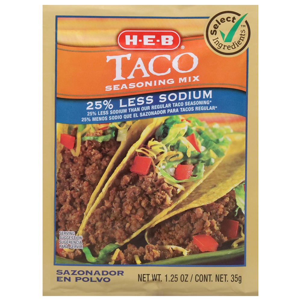 H-E-B Taco Seasoning Mix - 25% Less Sodium, 1.25 oz
