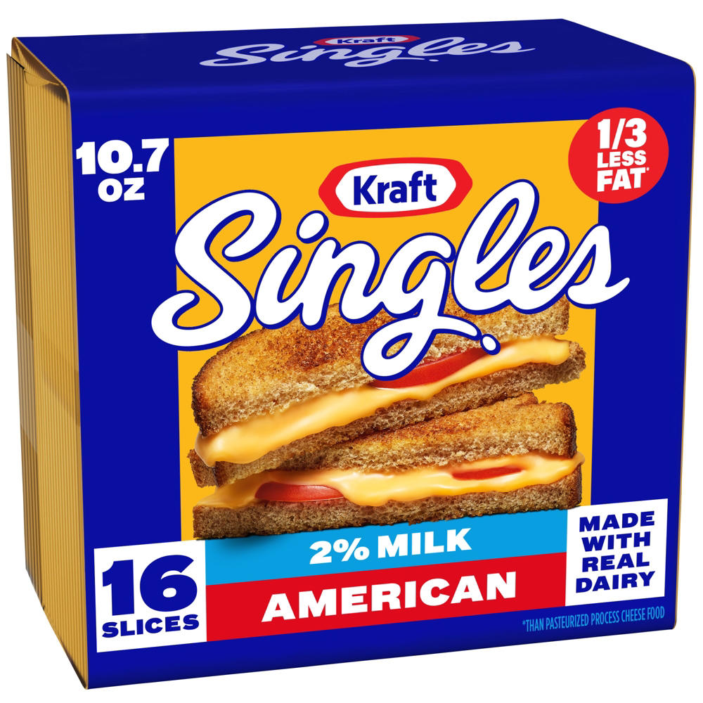 Kraft Singles Cheese Slices, 2% Milk Reduced Fat American Cheese, 16 ct