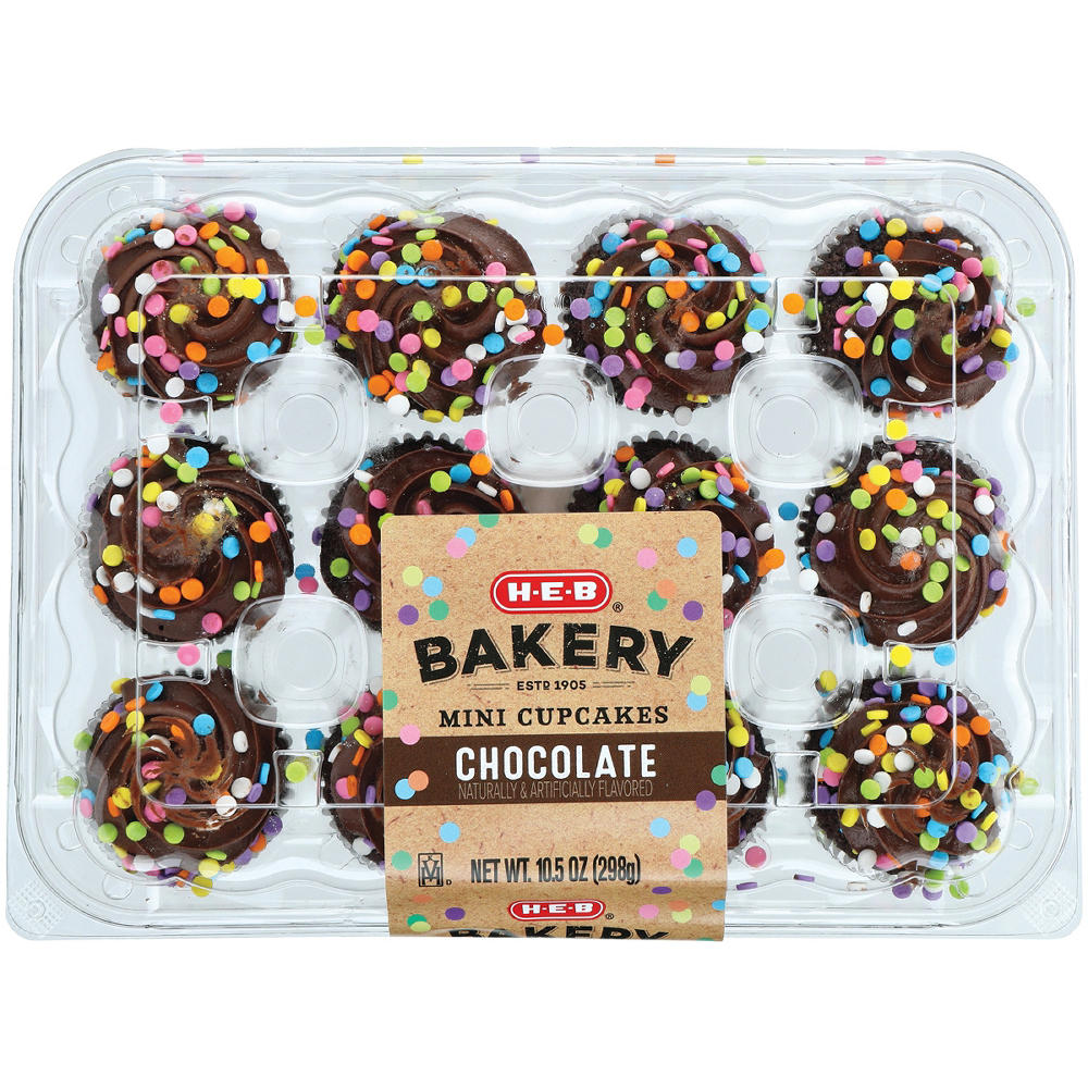 H-E-B Bakery Mini Cupcakes - Chocolate, 12 ct