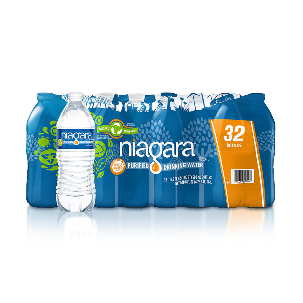Niagara Purified Drinking Water 32 pk Bottles, 16.9 oz