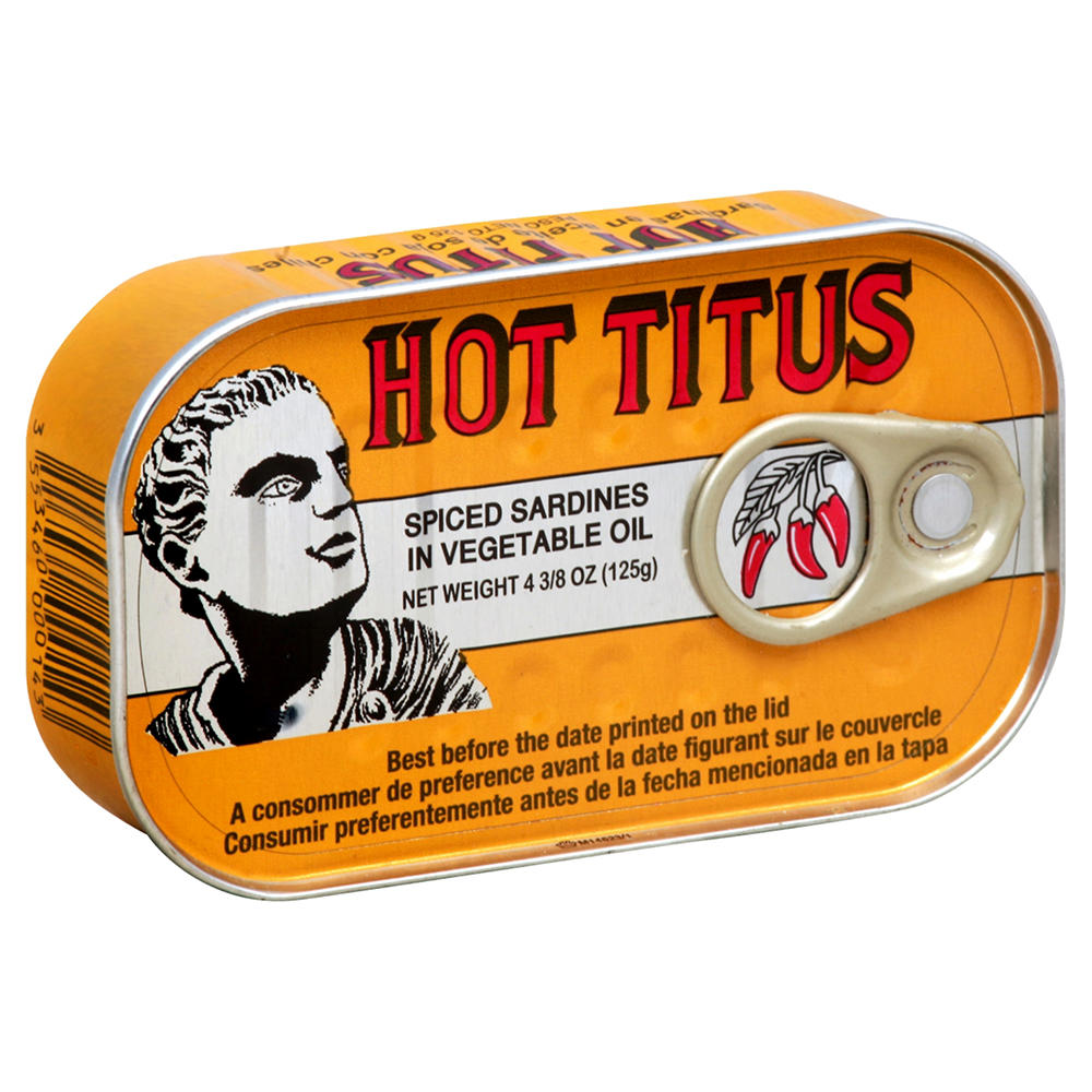 Hot Titus Spiced Sardines in Vegetable Oil, 4.37 oz