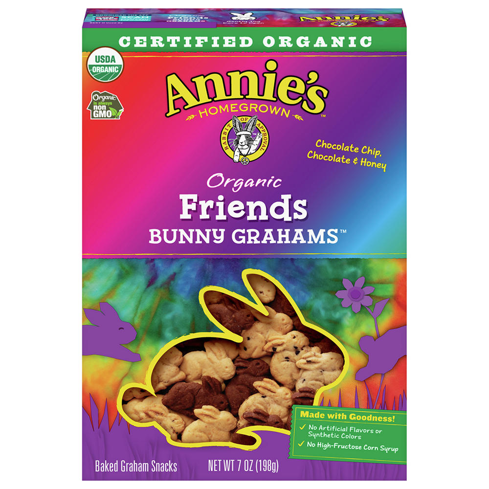 Annie's Homegrown Friends Honey Chocolate & Chocolate Chip Bunny Graham Snacks, 7 oz