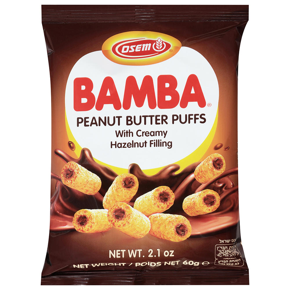 Osem Kosher Bamba Hazelnut Filled Peanut Butter Puffs, 2.1 oz