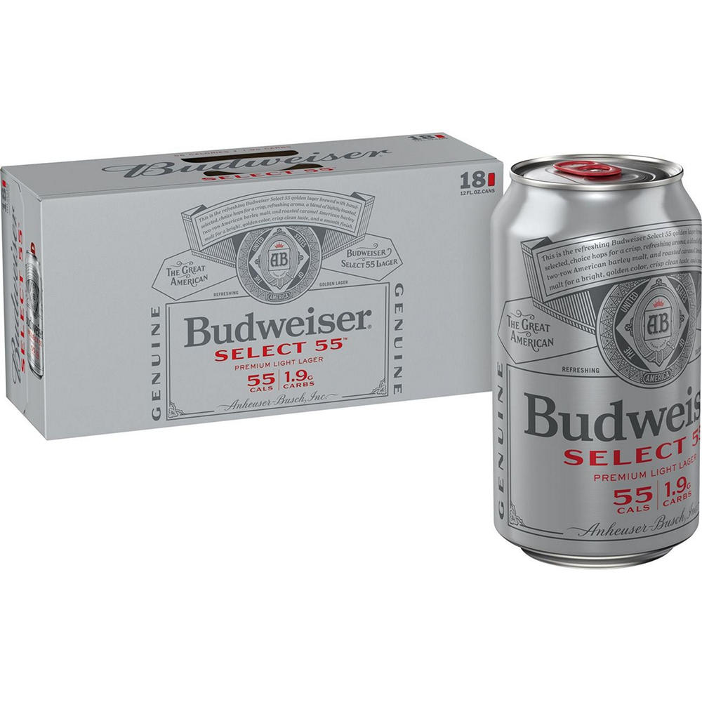 Budweiser Select 55 Light Lager Beer, 18 pack, 12 oz