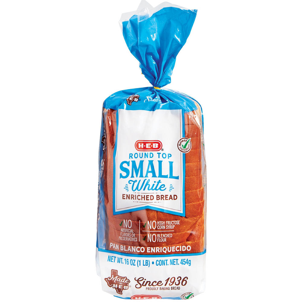 H-E-B Round Top Small White Enriched Sliced Bread, 16 oz