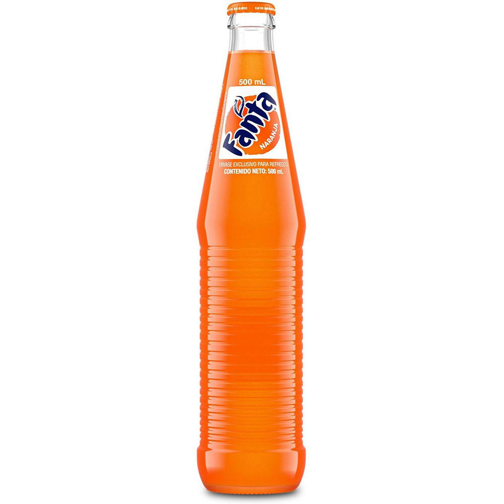 Fanta Orange Soda Soft Drink Glass Bottle, 16.9 oz