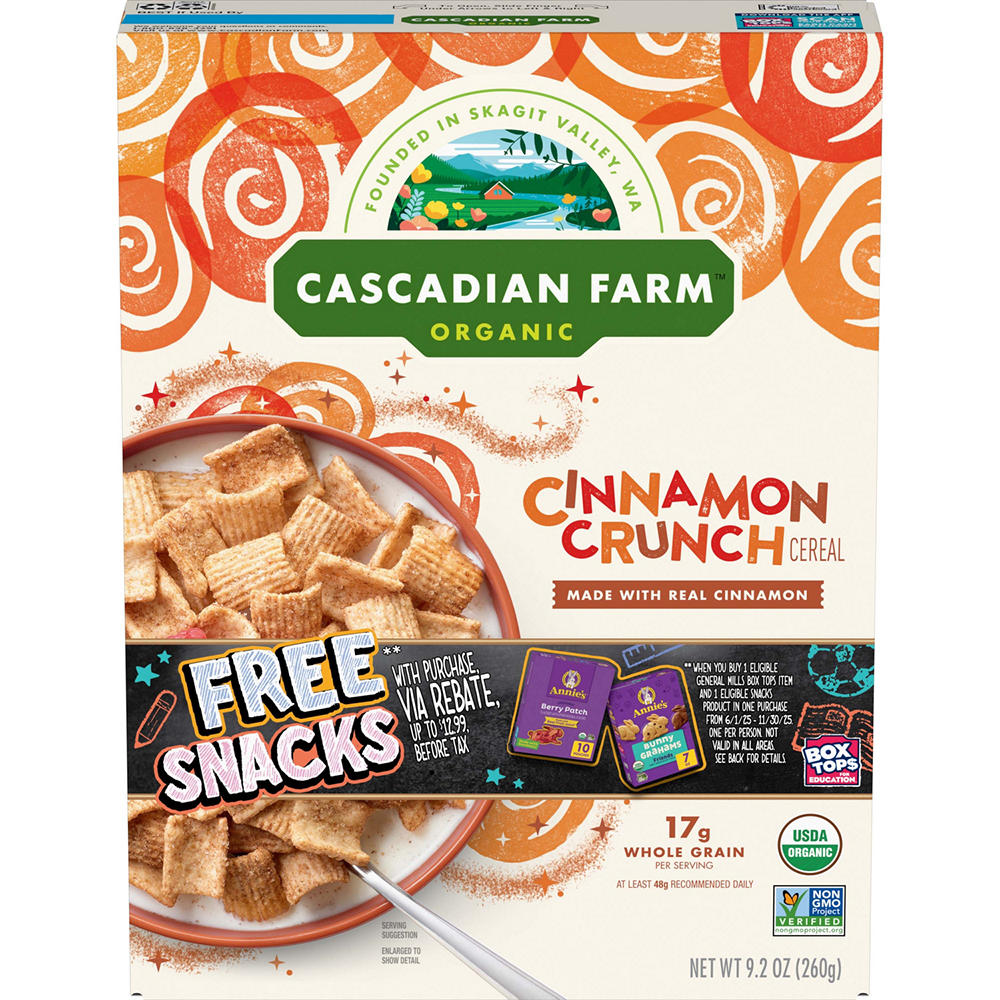 Cascadian Farm Organic Cinnamon Crunch Cereal, 9.2 oz