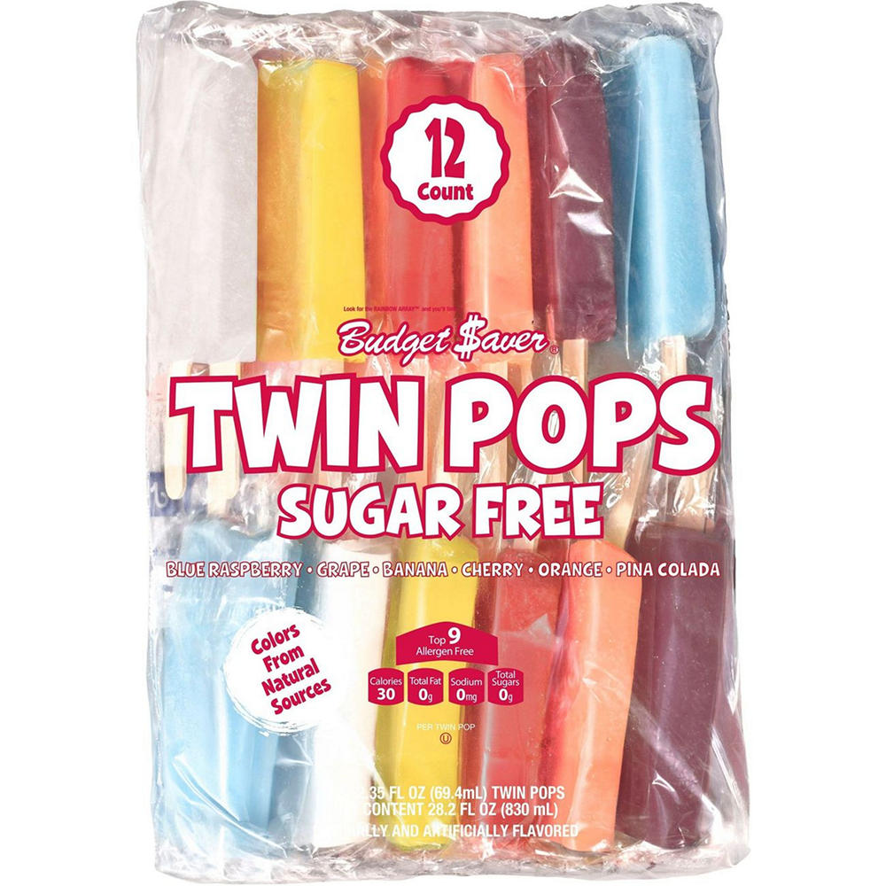 Budget Saver Sugar Free Assorted Flavors Twin Pops, 12 ct
