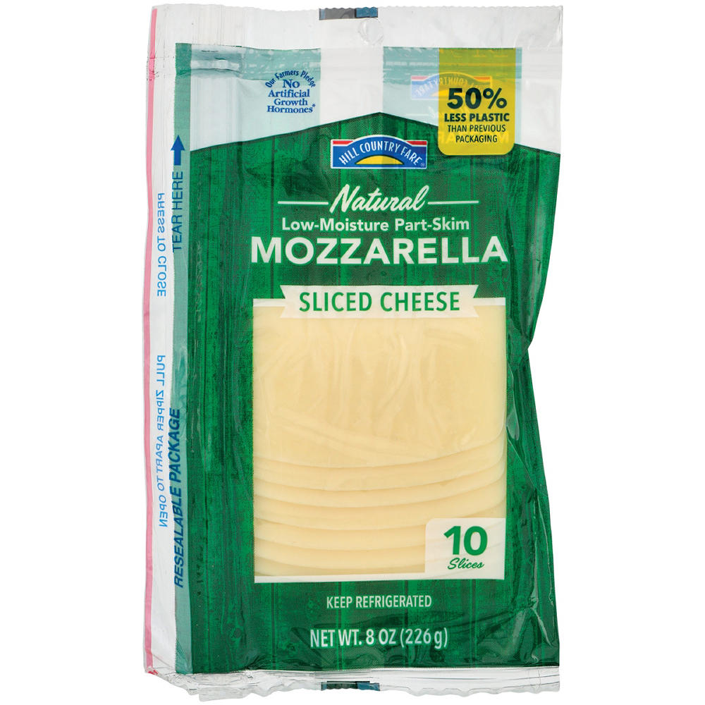 Hill Country Fare Low Moisture Part-Skim Mozzarella Sliced Cheese, 10 ct
