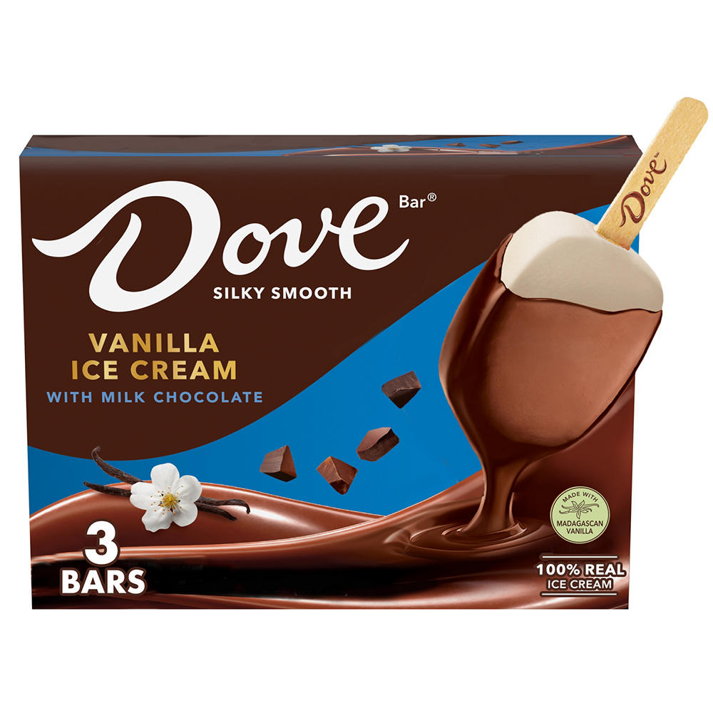 Dove Milk Chocolate Coated Vanilla Ice Cream Bars, 3 ct