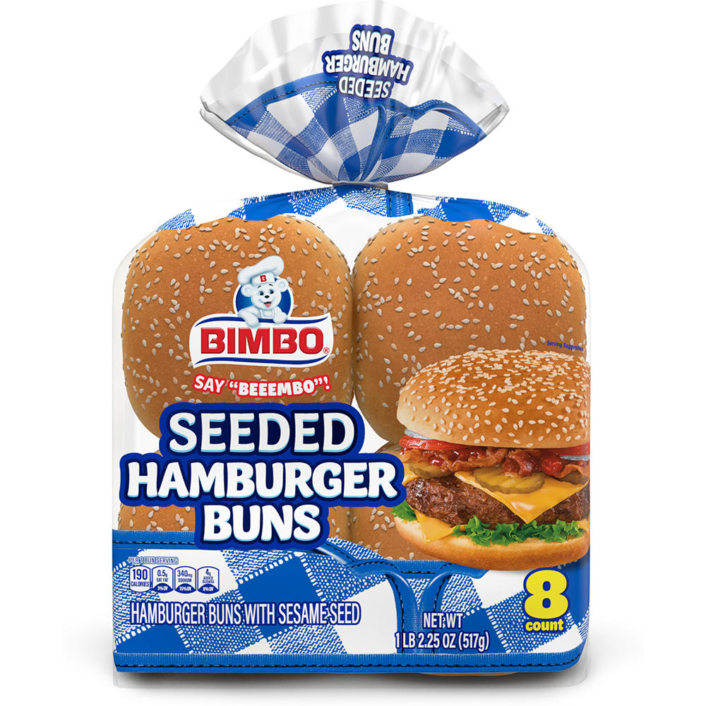 Bimbo Seeded Hamburger Buns, 8 ct