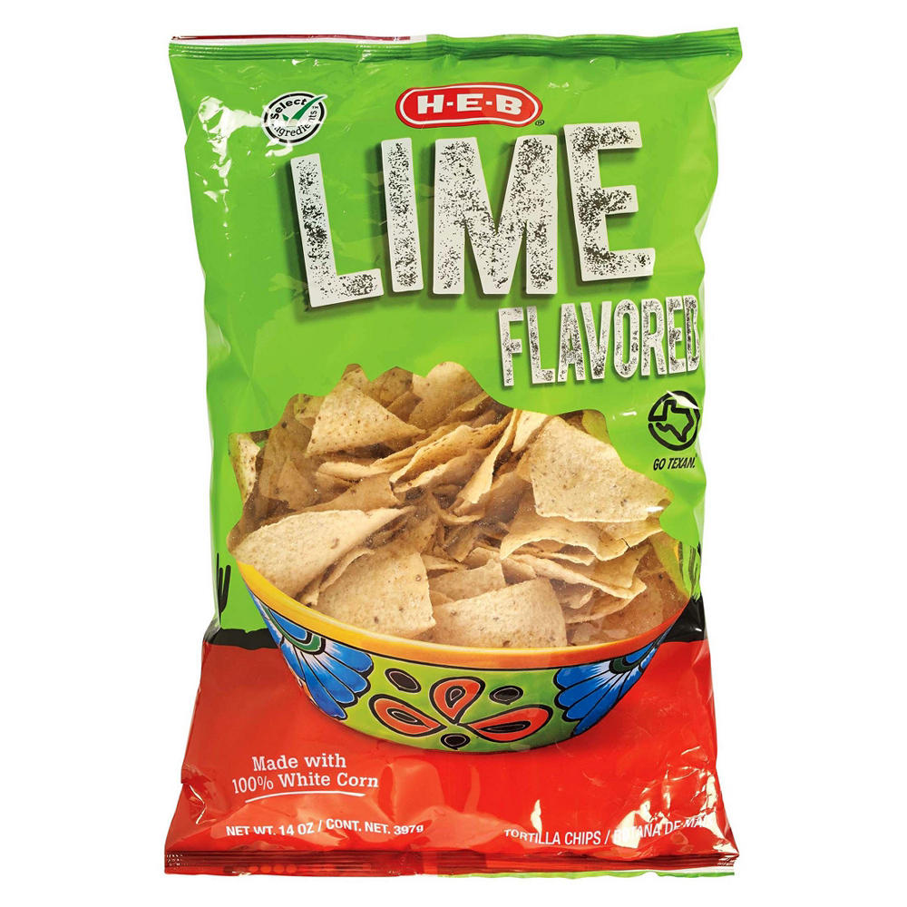 H-E-B Lime-Flavored White Corn Tortilla Chips, 14 oz
