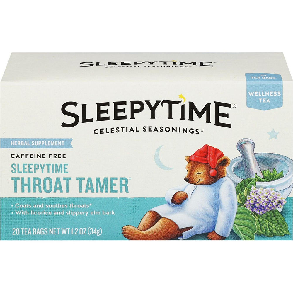 Celestial Seasonings Sleepytime Throat Tamer Caffeine Free Wellness Tea Bags, 20 ct
