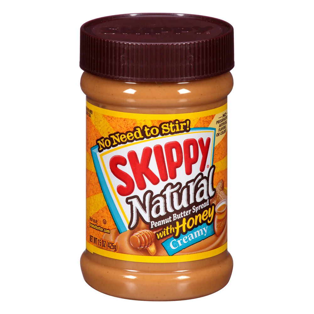 Skippy Natural Creamy Peanut Butter Spread with Honey, 15 oz