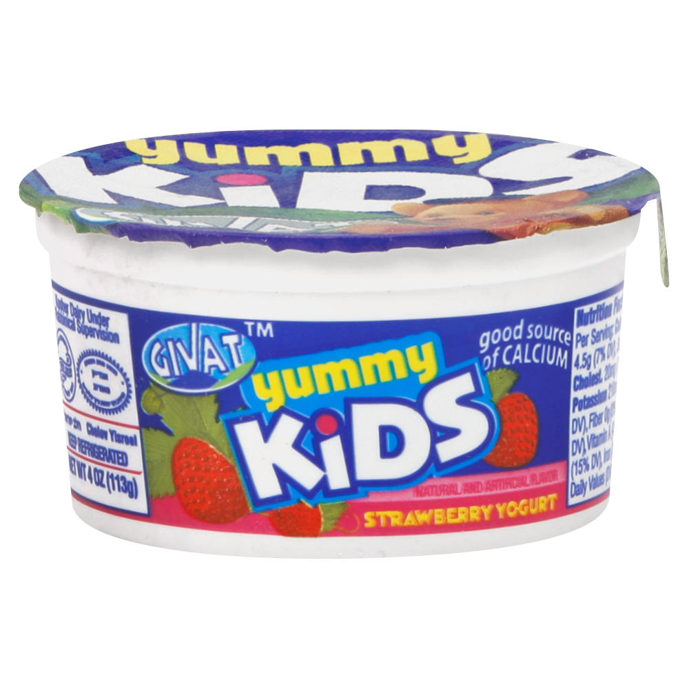 Givat Kosher Yummy Kids Strawberry Yogurt, 4 oz