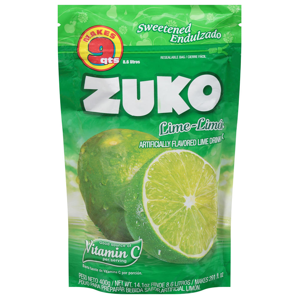 Zuko Drink Mix Resealable Bag - Lime, 14.1 oz