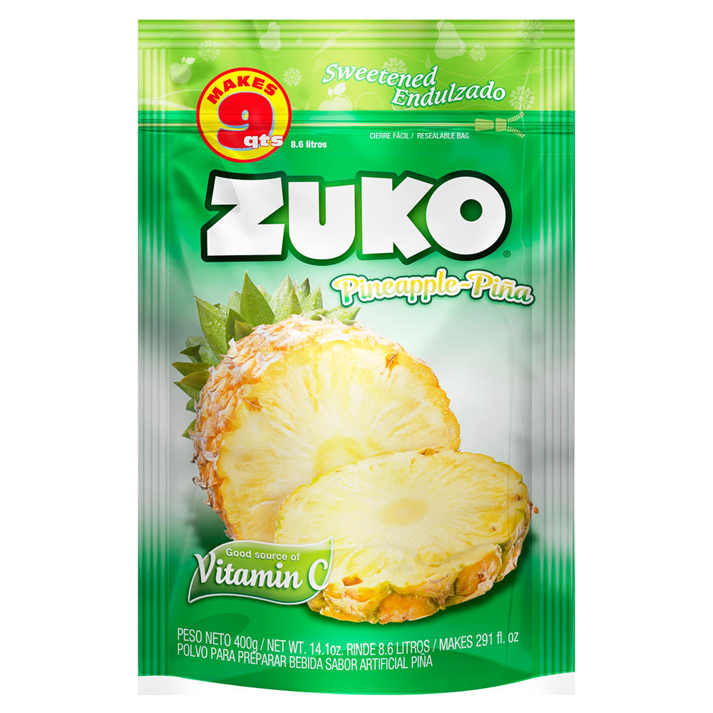 Zuko Drink Mix Resealable Bag - Pineapple, 14.1 oz