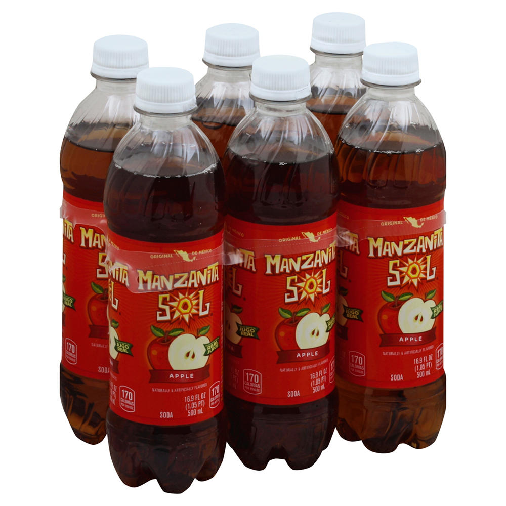 Manzanita Sol Apple Soda Soft Drink 6 pk Bottles, 16.9 oz