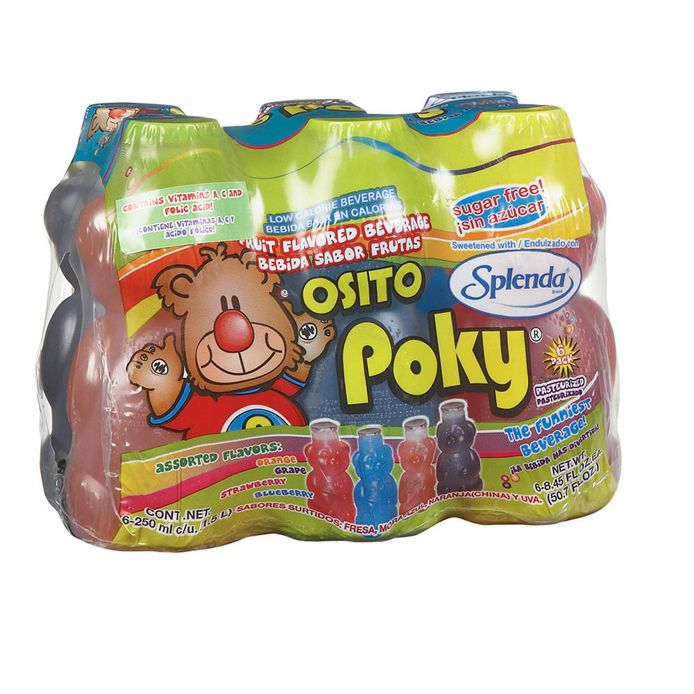 Poky Assorted Flavor Fruit Drinks with Splenda 8.45 oz Bottles, 6 pk