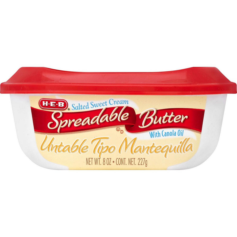 H-E-B Spreadable Salted Sweet Cream Butter with Canola Oil, 8 oz
