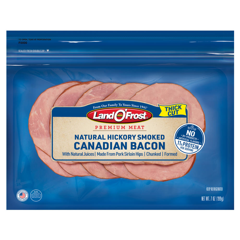 Land O' Frost Natural Hickory Smoked Thick Cut Canadian Bacon , 7 oz