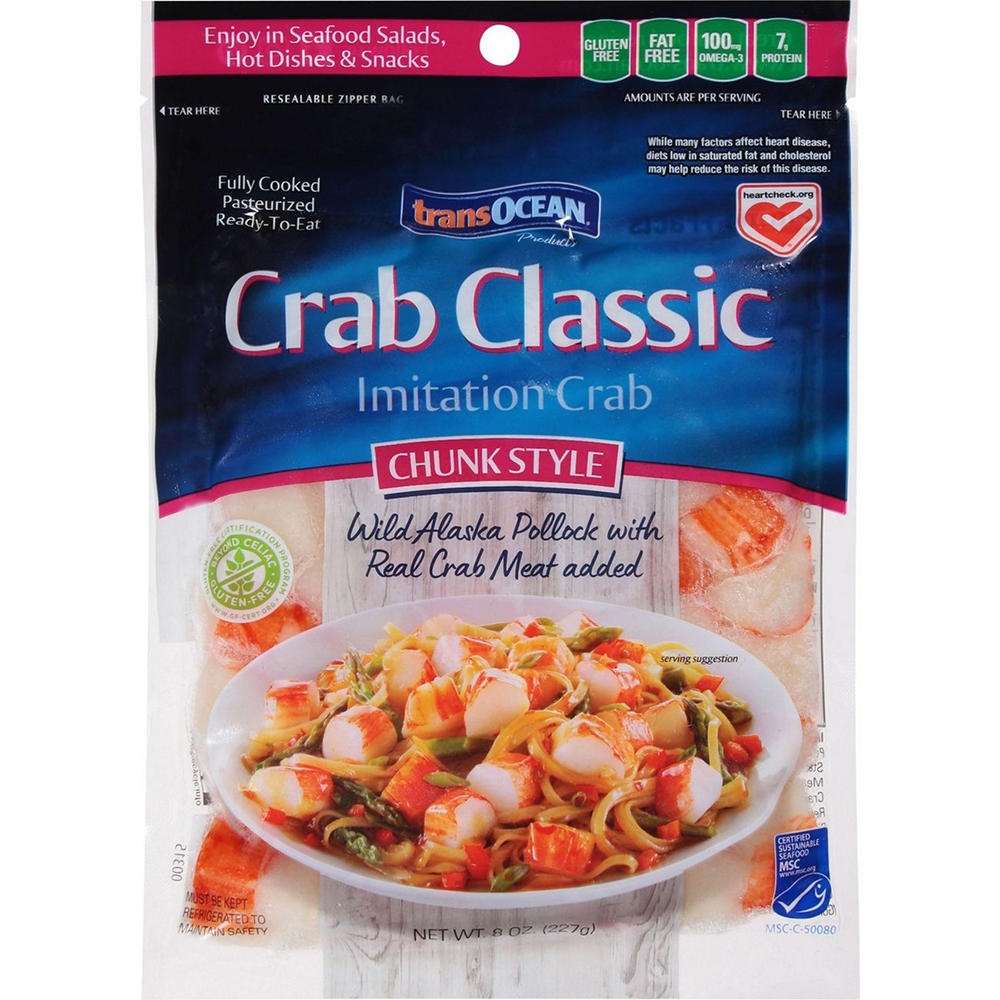 Trans-Ocean Crab Classic Chunk Style Imitation Crab, 8 oz